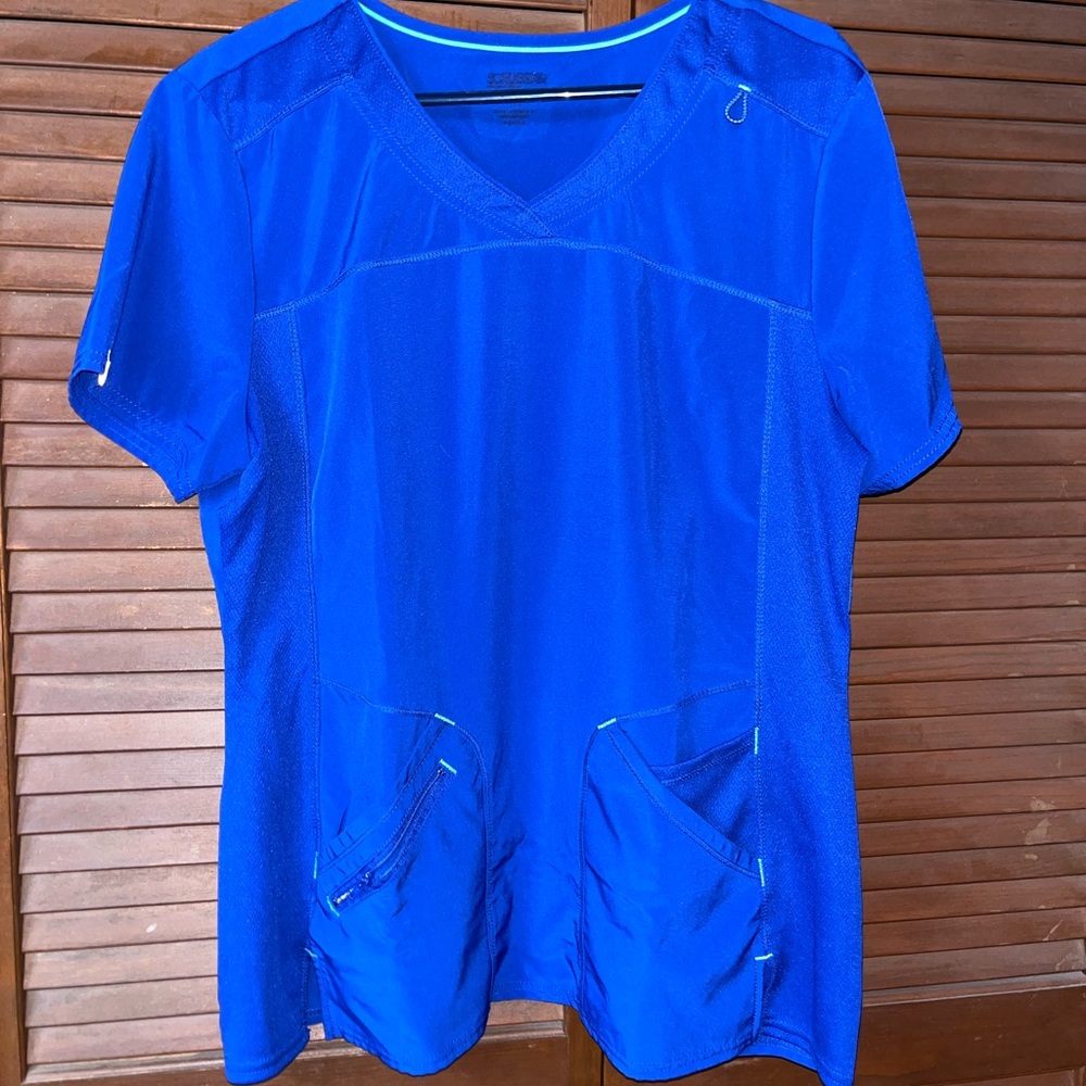 Scrub top. Large royal blue